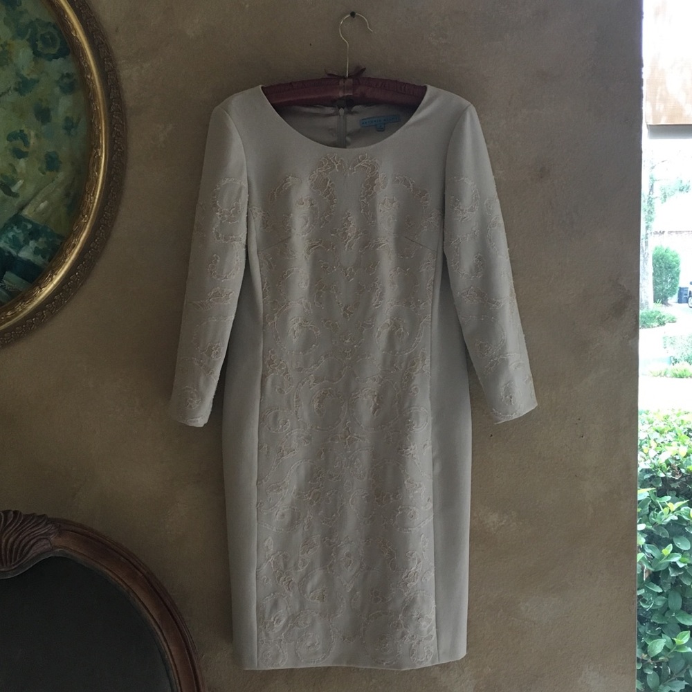 Antonio Melani embroidered lace ivory beige dress